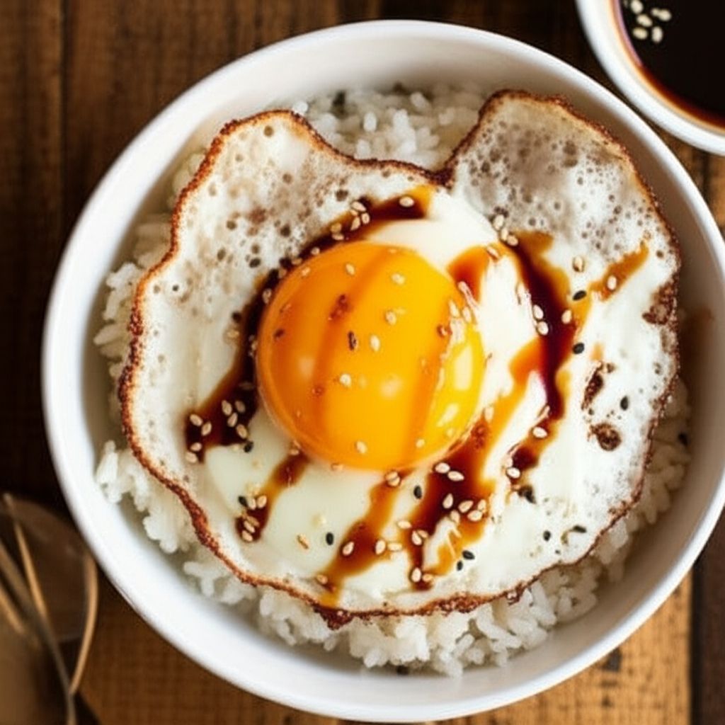 계란후라이 밥 완성 사진